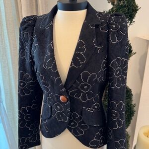 Smythe Black Floral Blazer -Size 10